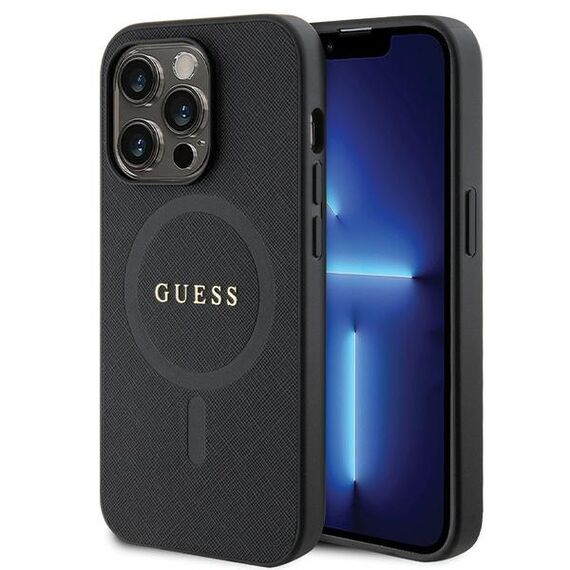 Guess GUHMP14LPSAHMCK case for iPhone 14 Pro - black Saffiano MagSafe | Techbox