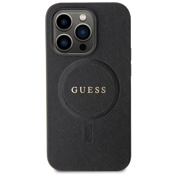 Guess GUHMP14LPSAHMCK case for iPhone 14 Pro - black Saffiano MagSafe | Techbox