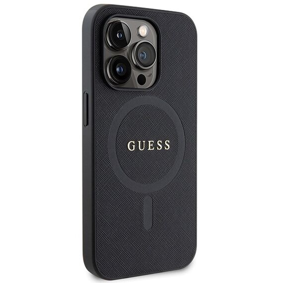 Guess GUHMP14LPSAHMCK case for iPhone 14 Pro - black Saffiano MagSafe | Techbox
