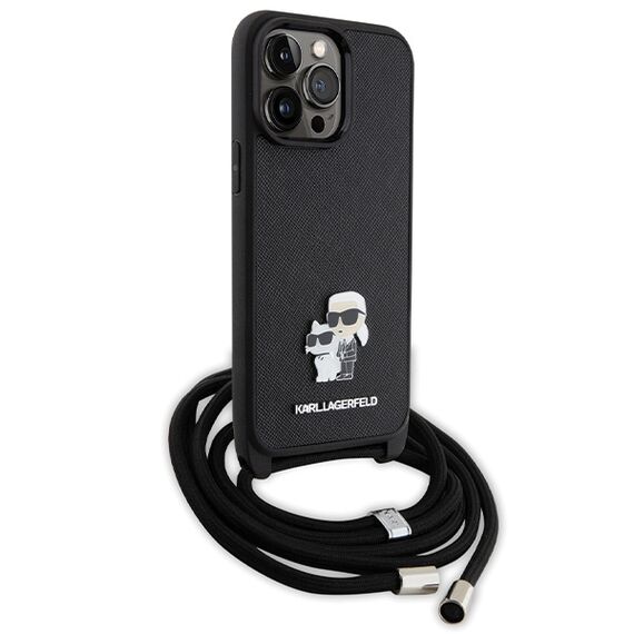Karl Lagerfeld KLHCP14XSAKCPSK case for iPhone 14 Pro Max 6.7" hardcase - black Crossbody Saffiano Metal Pin Karl&Choupette |  Techbox