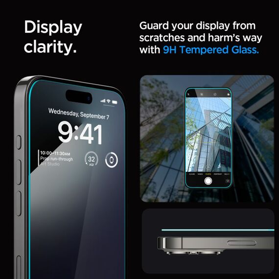 TEMPERED GLASS Spigen GLAS.TR "EZ FIT" 2-PACK IPHONE 15 PRO CLEAR - Apple iPhone - Screen & Camera Protection - Techbox