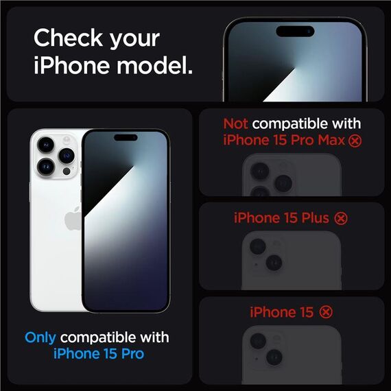 TEMPERED GLASS Spigen GLAS.TR "EZ FIT" 2-PACK IPHONE 15 PRO CLEAR - Apple iPhone - Screen & Camera Protection - Techbox