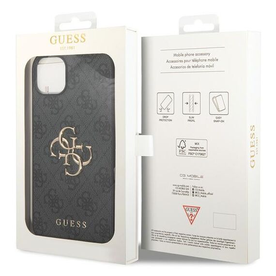 Guess 4G Big Metal Logo case for iPhone 15 - gray | Techbox