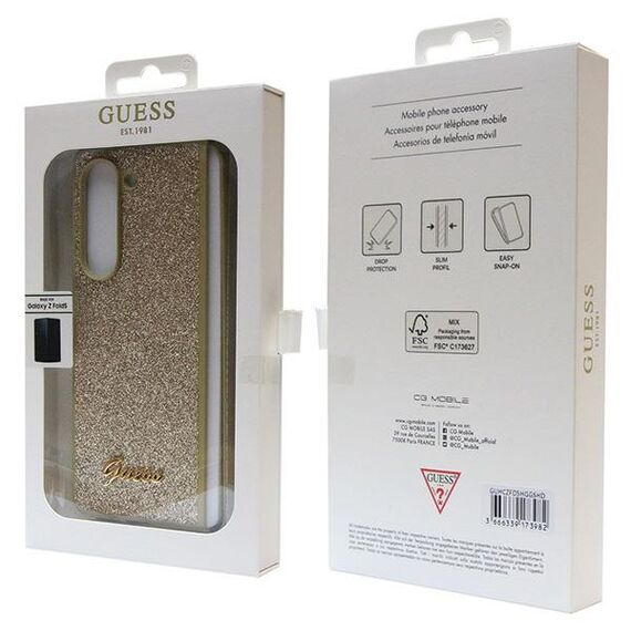 Guess Glitter Script case for Samsung Galaxy Z Fold 5 - gold | Techbox
