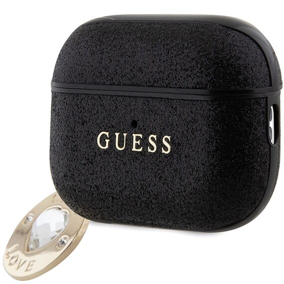 Guess GUAP2PGEHCDK case for AirPods Pro 2 cover - black Fixed Glitter Heart Diamond Charm - Smartphone Accessories - Cables & Accessories - Techbox