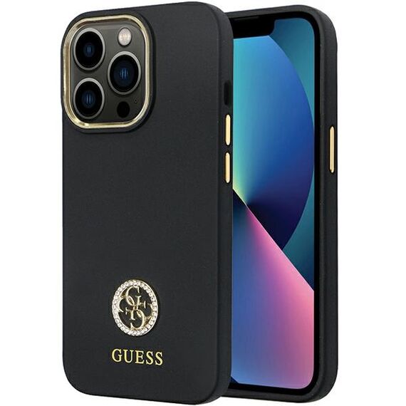 Guess GUHCP13LM4DGPK case for iPhone 13 Pro / 13 - black Silicone Logo Strass 4G | Techbox