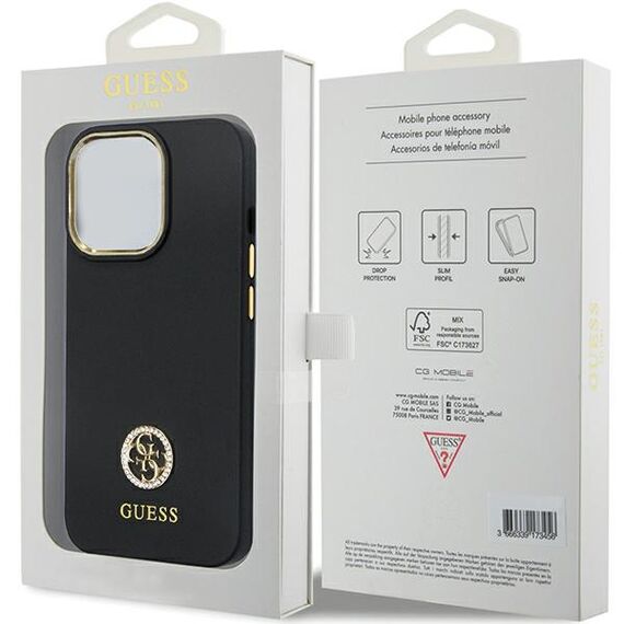 Guess GUHCP13LM4DGPK case for iPhone 13 Pro / 13 - black Silicone Logo Strass 4G | Techbox