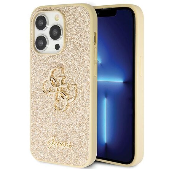 Guess GUHCP14LHG4SGD case for iPhone 14 Pro - gold Glitter Script Big 4G - Apple Cases - Cases - Techbox