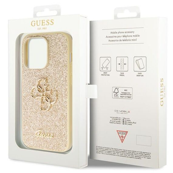 Guess GUHCP14LHG4SGD case for iPhone 14 Pro - gold Glitter Script Big 4G - Apple Cases - Cases - Techbox