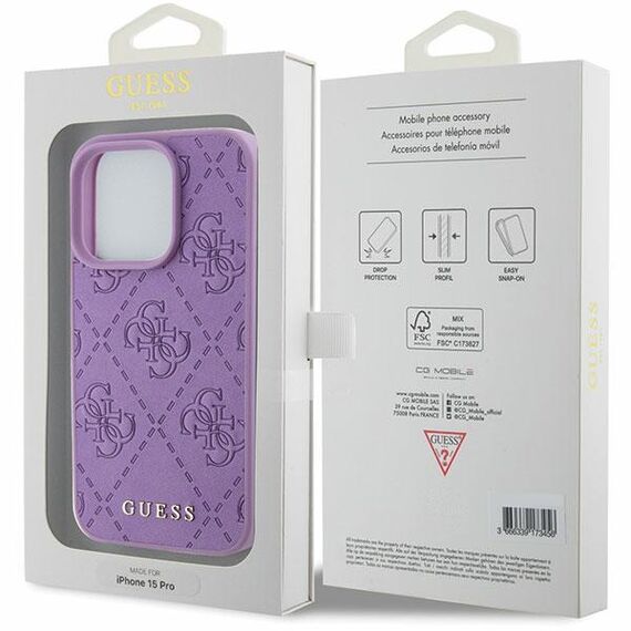 Guess Leather 4G Stamped case for iPhone 15 Pro Max - purple | Techbox