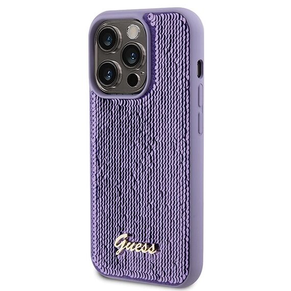 Guess Sequin Script Metal case for iPhone 15 Pro Max - purple | Techbox