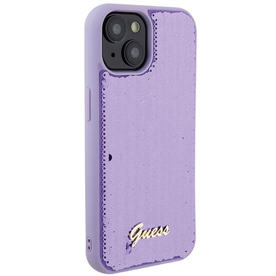 Guess Sequin Script Metal case for iPhone 15 - purple | Techbox