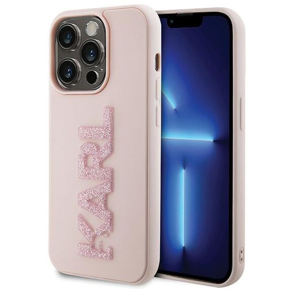 Karl Lagerfeld 3D Rubber Glitter Logo case for iPhone 15 Pro Max - pink - Apple Cases - Cases - Techbox