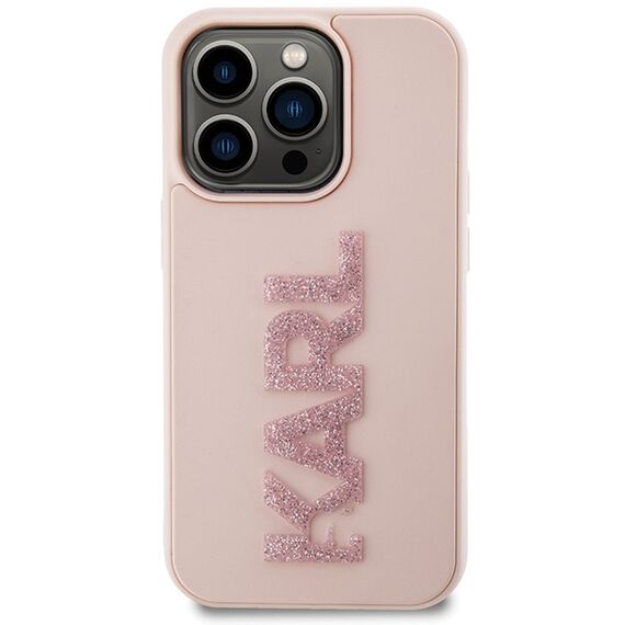 Karl Lagerfeld 3D Rubber Glitter Logo case for iPhone 15 Pro Max - pink - Apple Cases - Cases - Techbox