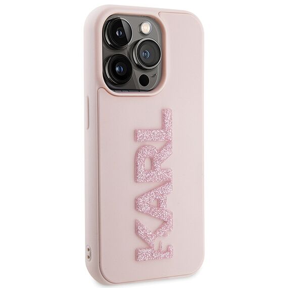 Karl Lagerfeld 3D Rubber Glitter Logo case for iPhone 15 Pro Max - pink - Apple Cases - Cases - Techbox