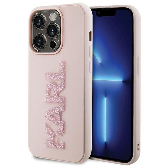 Karl Lagerfeld 3D Rubber Glitter Logo case for iPhone 15 Pro - pink - Apple Cases - Cases - Techbox