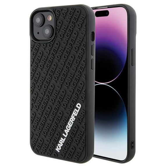 Karl Lagerfeld 3D Rubber Multi Logo case for iPhone 15 Plus - black | Techbox