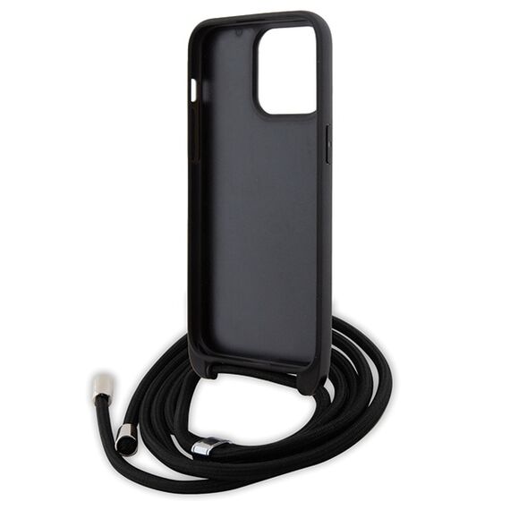 Karl Lagerfeld Crossbody Saffiano Monogram Metal Pin Karl &amp; Choupette Case for iPhone 15 Pro Max - Black | Techbox