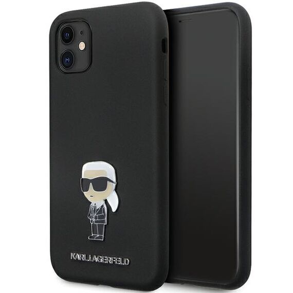 Karl Lagerfeld KLHCN61SMHKNPK case for iPhone 11 / Xr - black Silicone Ikonik Metal Pin - Uncategorized Cases (2) - Cases - Techbox