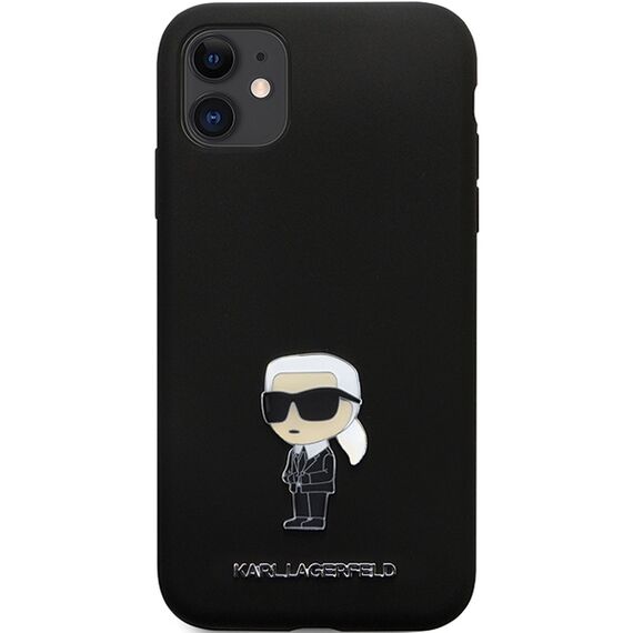 Karl Lagerfeld KLHCN61SMHKNPK case for iPhone 11 / Xr - black Silicone Ikonik Metal Pin - Uncategorized Cases (2) - Cases - Techbox
