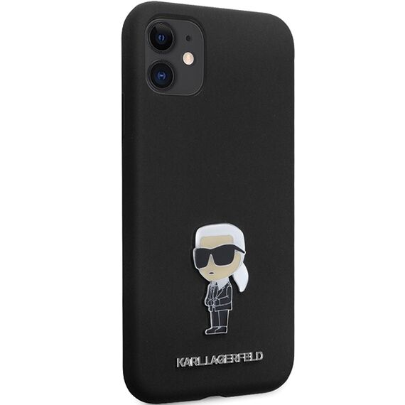 Karl Lagerfeld KLHCN61SMHKNPK case for iPhone 11 / Xr - black Silicone Ikonik Metal Pin - Uncategorized Cases (2) - Cases - Techbox