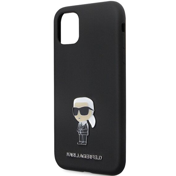 Karl Lagerfeld KLHCN61SMHKNPK case for iPhone 11 / Xr - black Silicone Ikonik Metal Pin - Uncategorized Cases (2) - Cases - Techbox