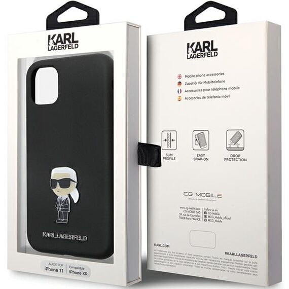 Karl Lagerfeld KLHCN61SMHKNPK case for iPhone 11 / Xr - black Silicone Ikonik Metal Pin - Uncategorized Cases (2) - Cases - Techbox
