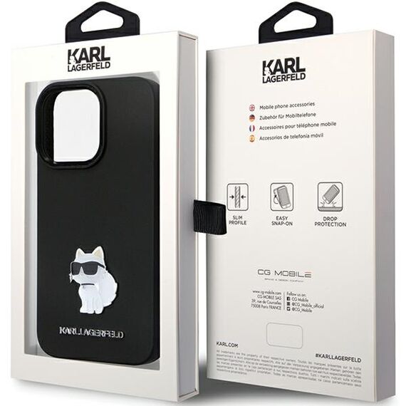 Karl Lagerfeld KLHCP14LSMHCNPK case for iPhone 14 Pro - black Silicone C Metal Pin - Apple Cases - Cases - Techbox
