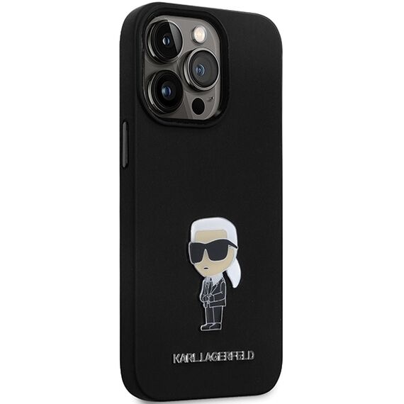 Karl Lagerfeld KLHCP14LSMHKNPK case for iPhone 14 Pro - black Silicone Ikonik Metal Pin | Techbox