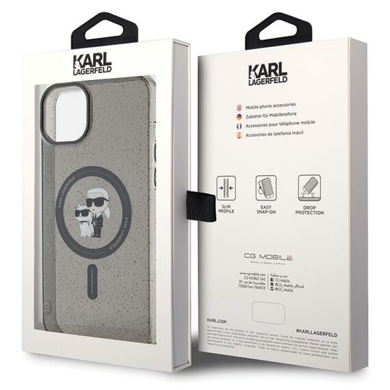 Karl Lagerfeld Karl&amp;Choupette Glitter MagSafe case for iPhone 15 - black - Apple Cases - Cases - Techbox