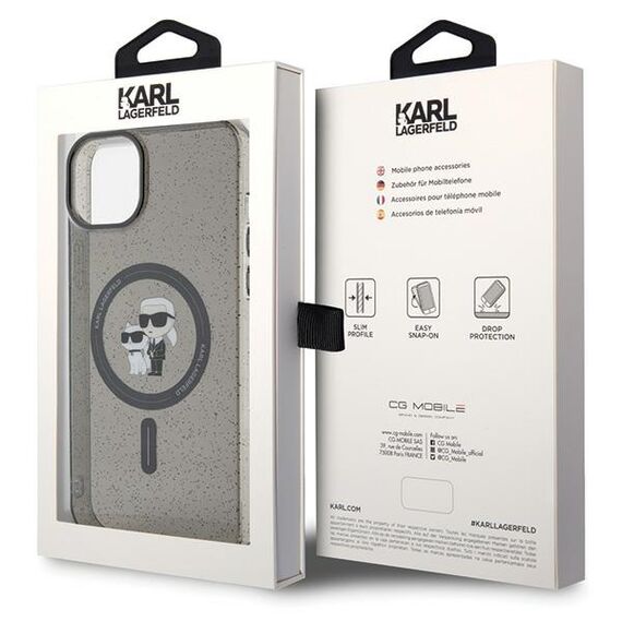 Karl Lagerfeld Karl&amp;Choupette Glitter MagSafe case for iPhone 15 Plus - black | Techbox