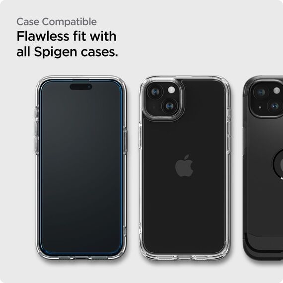 TEMPERED GLASS Spigen ALM GLASS FC 2-PACK IPHONE 15 PLUS BLACK - Apple iPhone - Screen & Camera Protection - Techbox