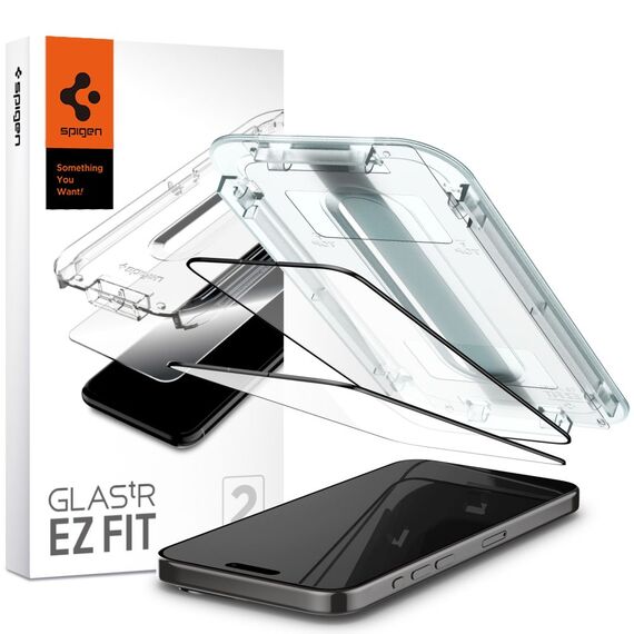 Spigen Glas.tR EZ Fit FC Tempered Glass for iPhone 15 Pro - Black 2 pcs. | Techbox