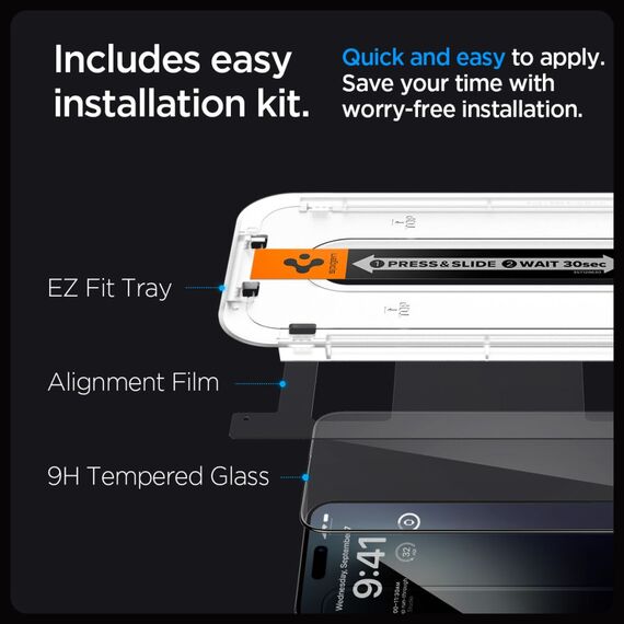 Spigen Glas.tR EZ Fit FC Tempered Glass for iPhone 15 Pro - Black 2 pcs. | Techbox