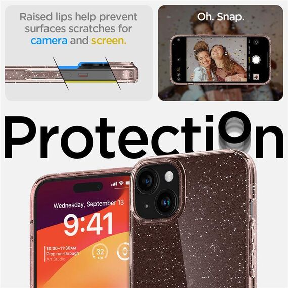 Spigen Liquid Crystal Glitter iPhone 15 Plus Case - Pink/Clear | Techbox