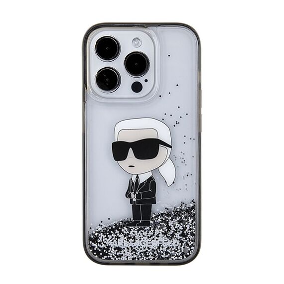 Karl Lagerfeld KLHCP15LLKKNSK iPhone 15 Pro 6.1" transparent hardcase Liquid Glitter Ikonik - Apple Cases - Cases - Techbox