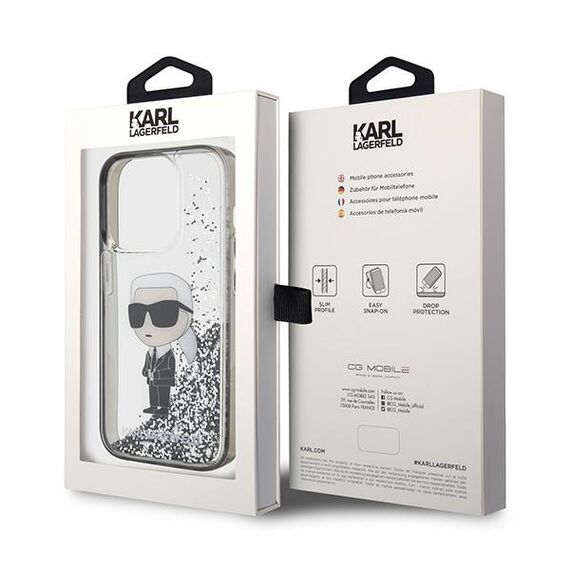 Karl Lagerfeld KLHCP15LLKKNSK iPhone 15 Pro 6.1" transparent hardcase Liquid Glitter Ikonik - Apple Cases - Cases - Techbox