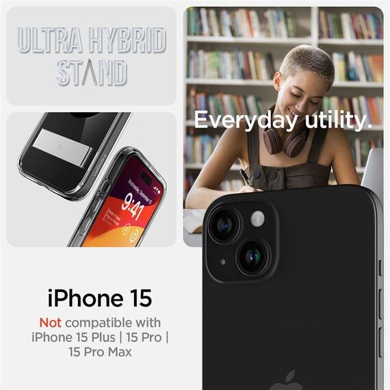 Spigen Ultra Hybrid S MagSafe case with stand for iPhone 15 - black - Apple Cases - Cases - Techbox
