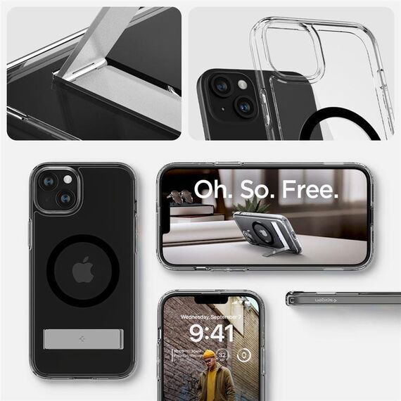 Spigen Ultra Hybrid S MagSafe Case with Stand for iPhone 15 Plus - Black | Techbox