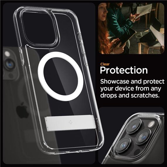 Spigen Ultra Hybrid S MagSafe case with stand for iPhone 15 Pro - transparent - Apple Cases - Cases - Techbox