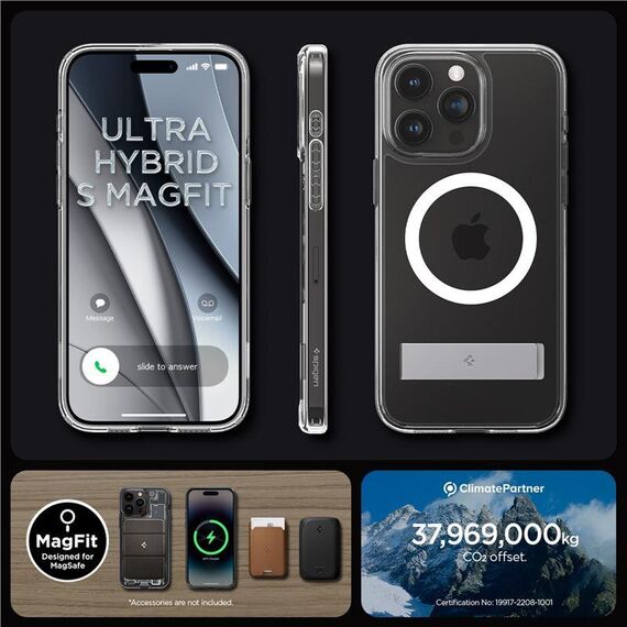Spigen Ultra Hybrid S MagSafe case with stand for iPhone 15 Pro - transparent - Apple Cases - Cases - Techbox