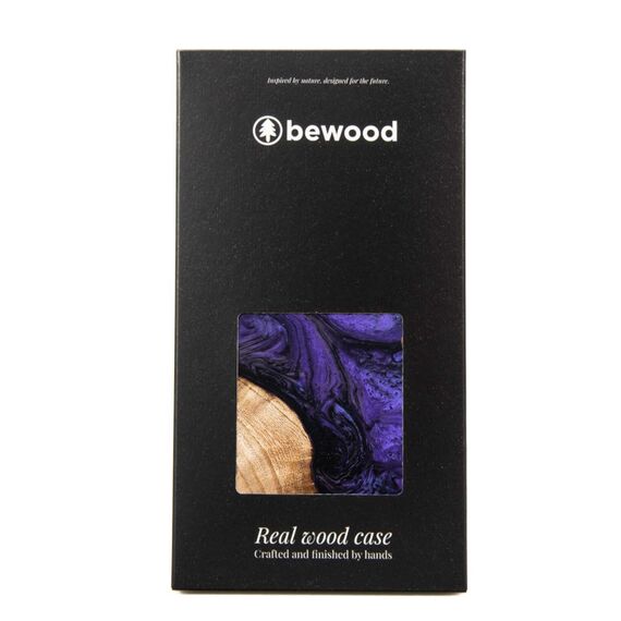 Wood and resin case for iPhone 15 Plus MagSafe Bewood Unique Violet - purple and black | Techbox
