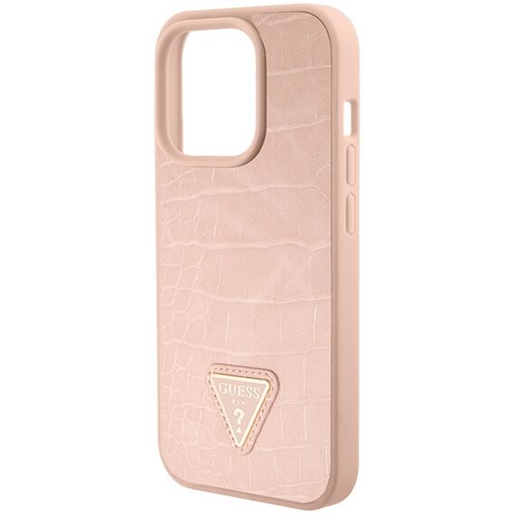 Guess GUHCP15XPCRTHCP iPhone 15 Pro Max pink/pink hardcase Croco Triangle Metal Logo | Techbox