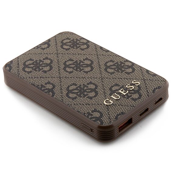 Guess Powerbank 15W GUPB5LP4GEGW 5000mAh brown/brown 4G Leather Metal Logo - Powerbanks - Smartphone Chargers - Techbox