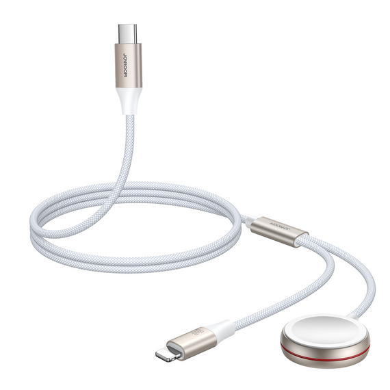 Joyroom 2 in 1 Lightning cable and inductive charger for Apple Watch 1.5m white (S-IW012) | Techbox