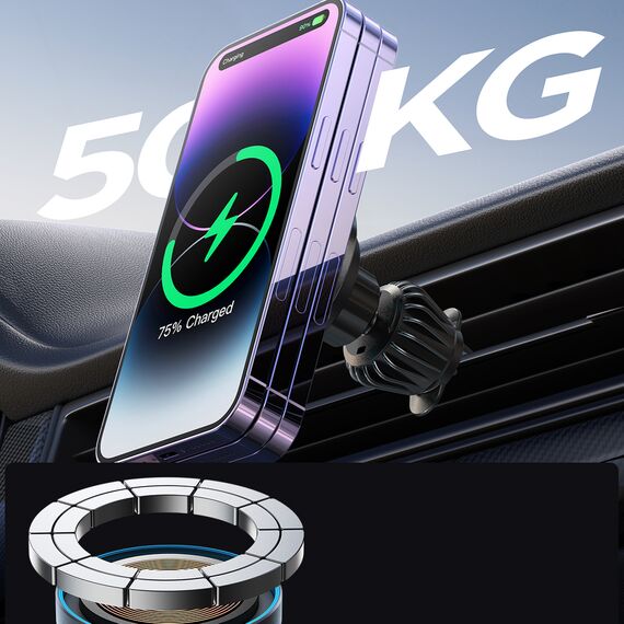 Joyroom magnetic car holder 15W wireless charger for air vent black (JR-ZS240 Pro) | Techbox