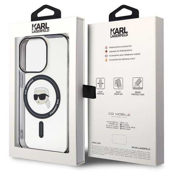 Karl Lagerfeld KLHMP15XHKHNOTK iPhone 15 Pro Max 6.7" transparent hardcase IML Karl`s Head MagSafe - Apple Cases - Cases - Techbox
