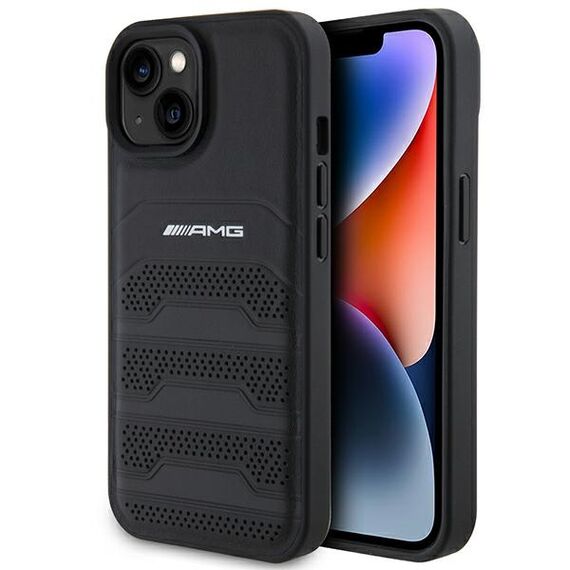 AMG Leather Debossed Lines case for iPhone 15 Plus - black | Techbox
