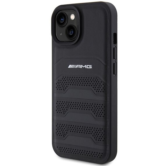 AMG Leather Debossed Lines case for iPhone 15 Plus - black | Techbox