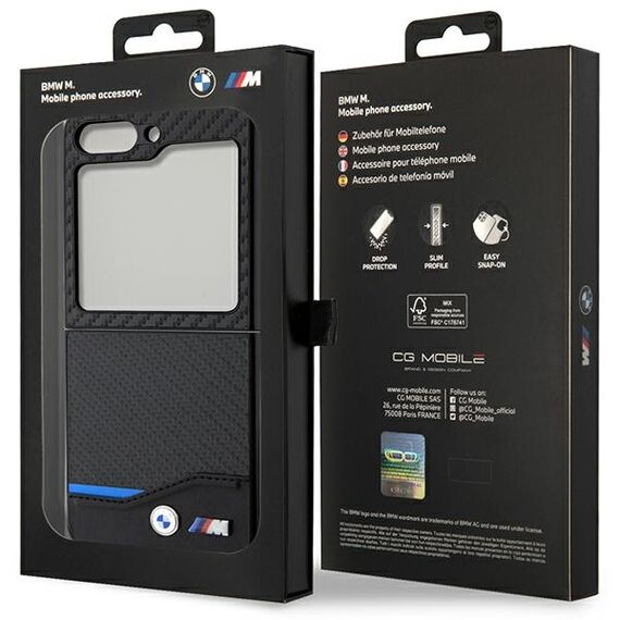 BMW Leather Carbon case for Samsung Galaxy Z Flip 5 - black - Samsung Cases - Cases - Techbox